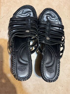 Harley-Davidson Black Multi-Strap Slide Sandals